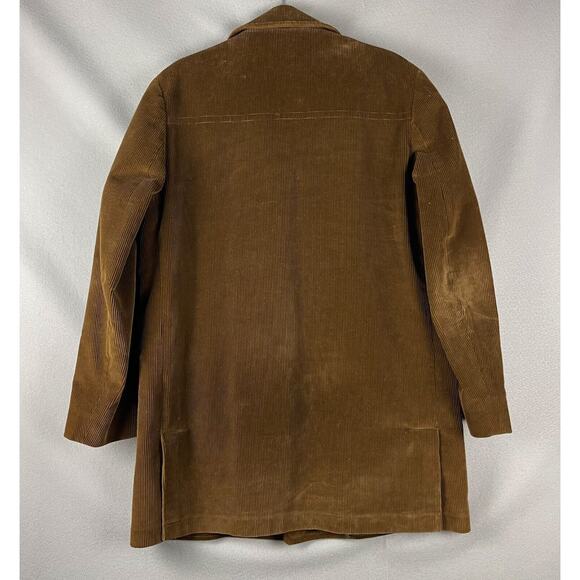 VTG London Fog Long Corduroy Coat Mens 40R Brown Faux Fur Lined Chore Classic - Picture 9 of 16